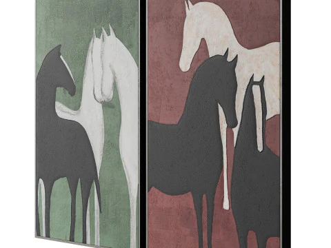 Contrast and Blend painting on canvas in a wooden frame by Agave for Westwing 3D Model