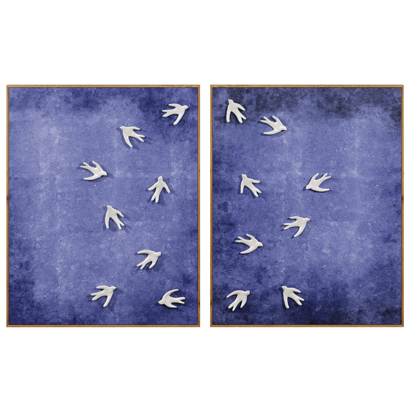 Wall art with ceramic birds on a textured blue surface 3D 模型 .c4d .max .obj .3ds .fbx .stl .blend