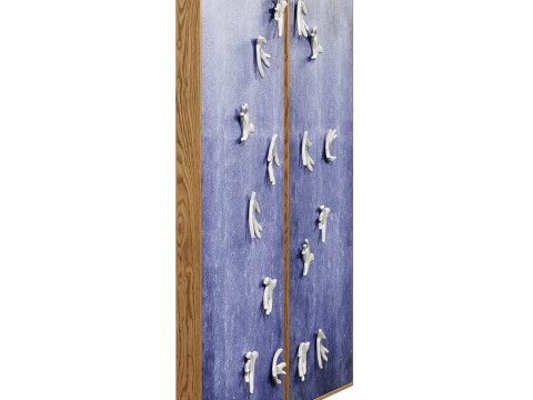 Wall art with ceramic birds on a textured blue surface 3D 模型