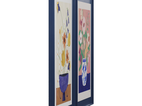 Art print pictures Colourful Bunch in Blue Vase and Flowers on Blue Table by The Poster Club Model 3D