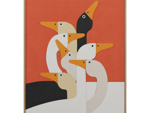 ガチョウのグループの壁アート 3Dモデル