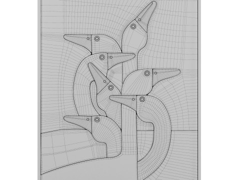 Gruppe von Gänsen als Wandkunst 3D Modell