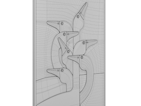 Gruppe von Gänsen als Wandkunst 3D Modell