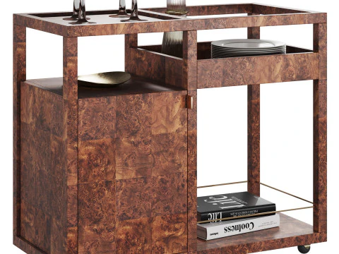 Saige Burl Bar Cart by West Elm 3D Model