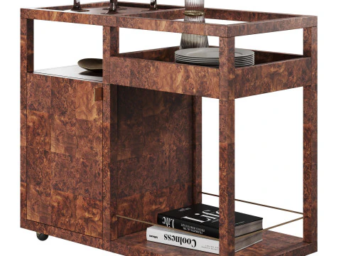 Saige Burl Bar Cart by West Elm 3D Model