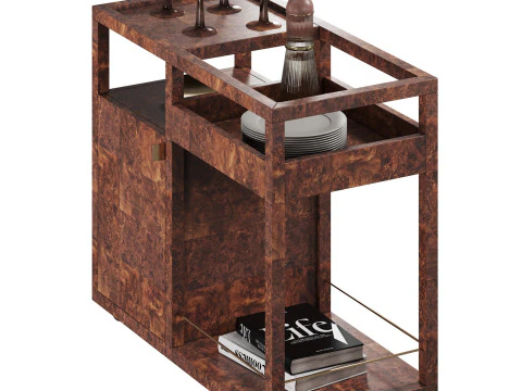 Saige Burl Bar Cart by West Elm 3D Model