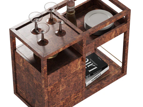 Saige Burl Bar Cart by West Elm 3D Model