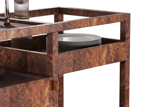 Carrinho de bar Saige Burl da West Elm Modelo 3D