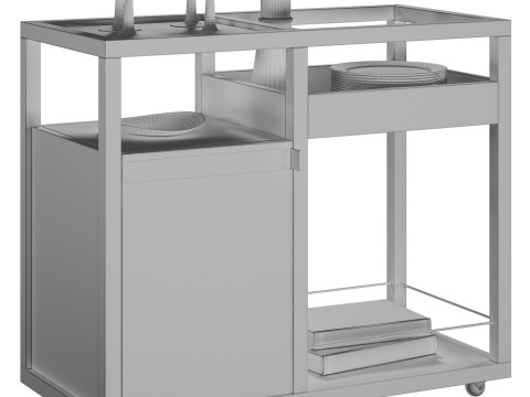 Carrinho de bar Saige Burl da West Elm Modelo 3D