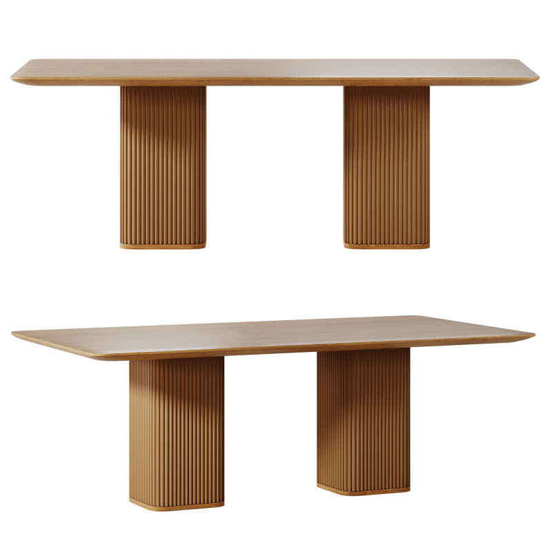 Прямокутний обідній стіл Davison 85 з рифленого дуба від CB2 3D Модель .c4d .max .obj .3ds .fbx .stl .blend