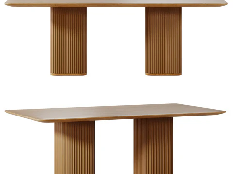 Davison 85 Rectangular Fluted Oak Dining Table by CB2 3D Model