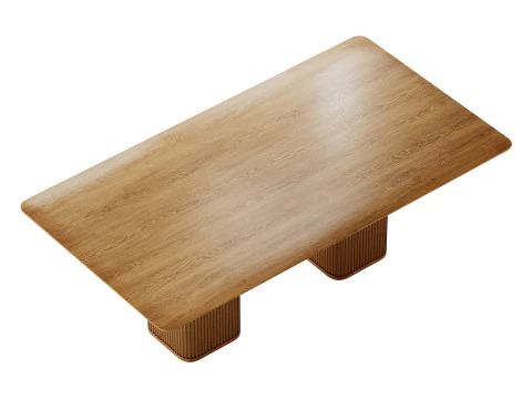 Davison 85 Rectangular Fluted Oak Dining Table by CB2 3D Model