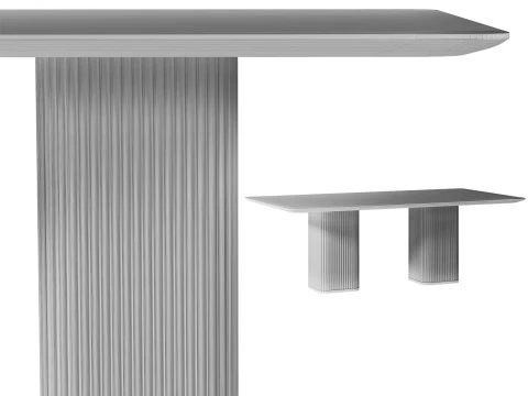 Davison 85 Rectangular Fluted Oak Dining Table by CB2 3D Model