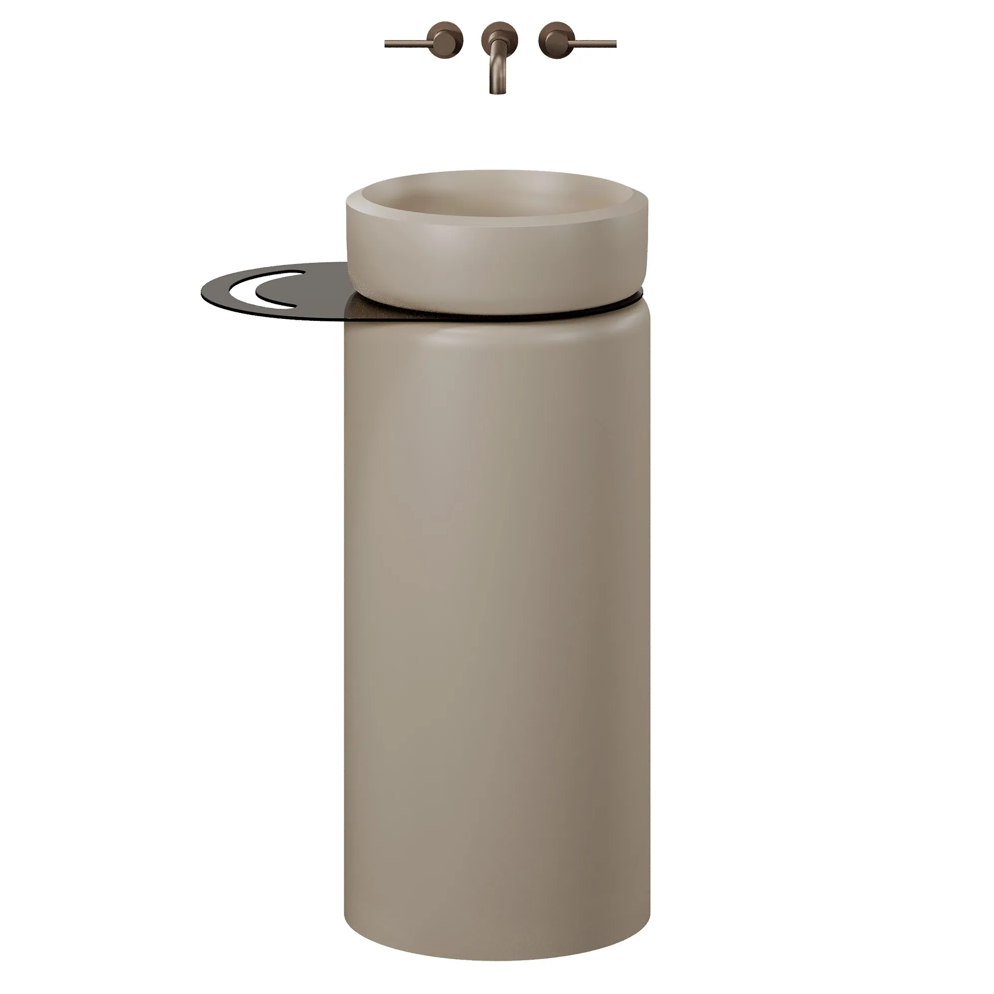 Lavabo Freestanding Rotondo Rona in Conglomerato con Porta Asciugamani in Vetro di Massi Modello 3D .c4d .max .obj .3ds .fbx .stl .blend 