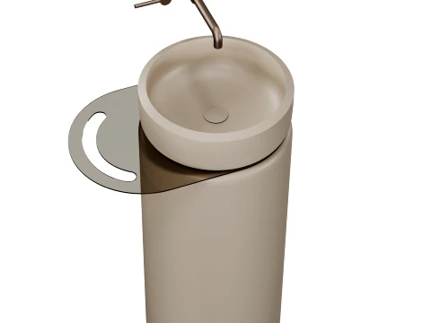 Lavabo Freestanding Rotondo Rona in Conglomerato con Porta Asciugamani in Vetro di Massi Modello 3D