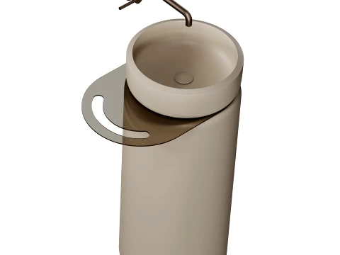 Lavabo Freestanding Rotondo Rona in Conglomerato con Porta Asciugamani in Vetro di Massi Modello 3D