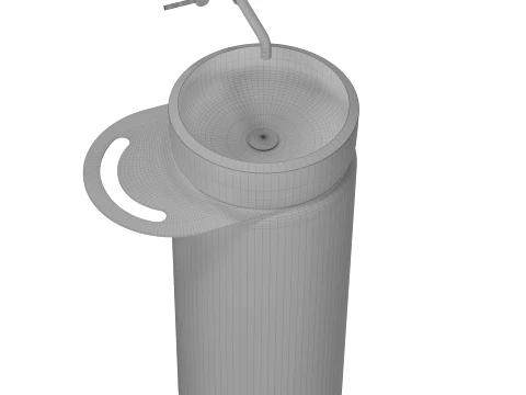 Lavabo Freestanding Rotondo Rona in Conglomerato con Porta Asciugamani in Vetro di Massi Modello 3D