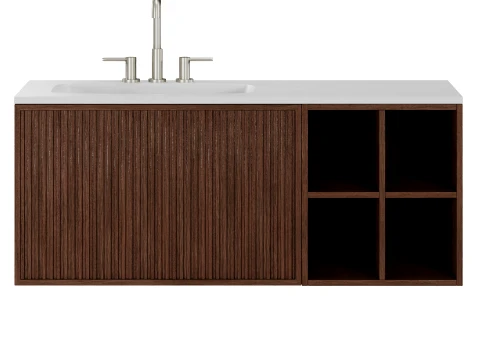 Endika suspended wooden bathroom furniture set with integrated sink by Sklum Modello 3D