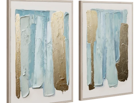 Blue Drift Framed Champagne Painted Wall Art Set of 2 by Z Gallerie 3D Model