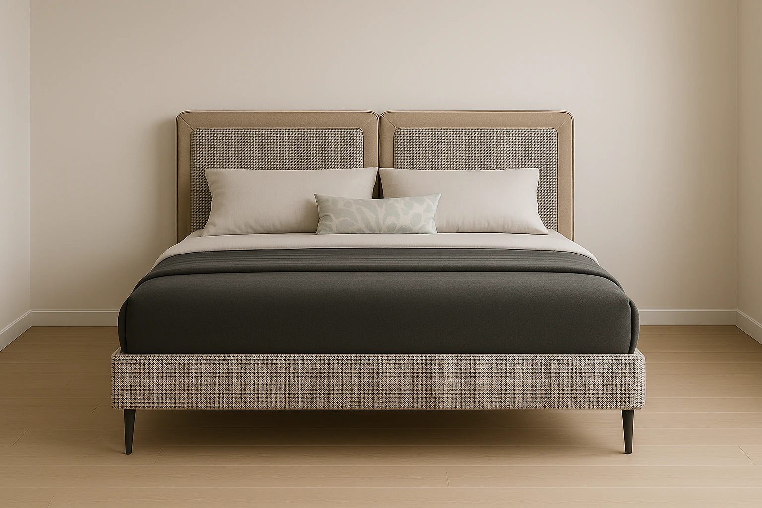 Modern Upholstered Queen Bed Frame 3D Model .c4d .max .obj .3ds .fbx .stl .blend