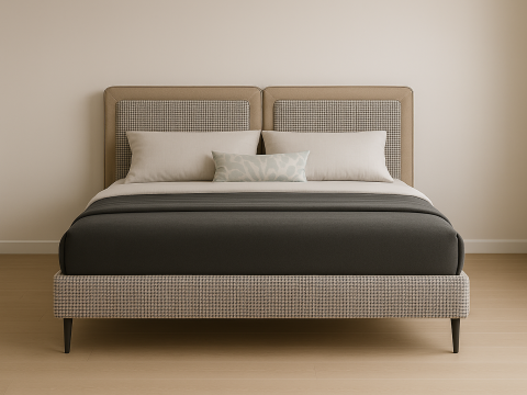 Modern Upholstered Queen Bed Frame 3D Model