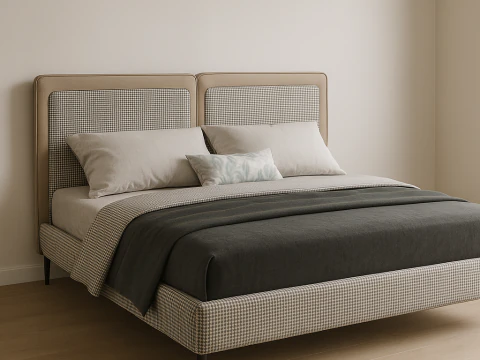 Modern Upholstered Queen Bed Frame 3D Model