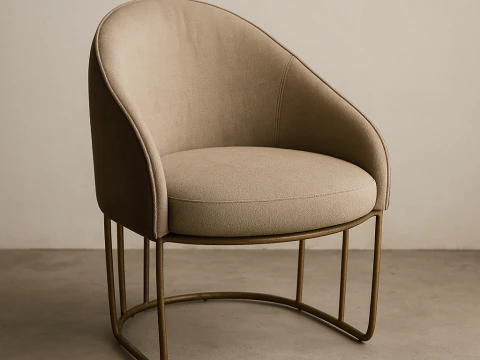 Sedia moderna in accento beige con base in metallo Modello 3D