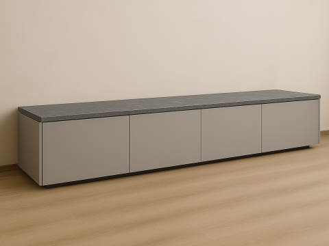 Minimalist TV Unit with Matte Grey Finish Modello 3D
