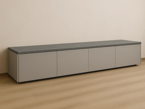 M&oacute;vel de TV minimalista com acabamento cinza fosco Modelo 3D