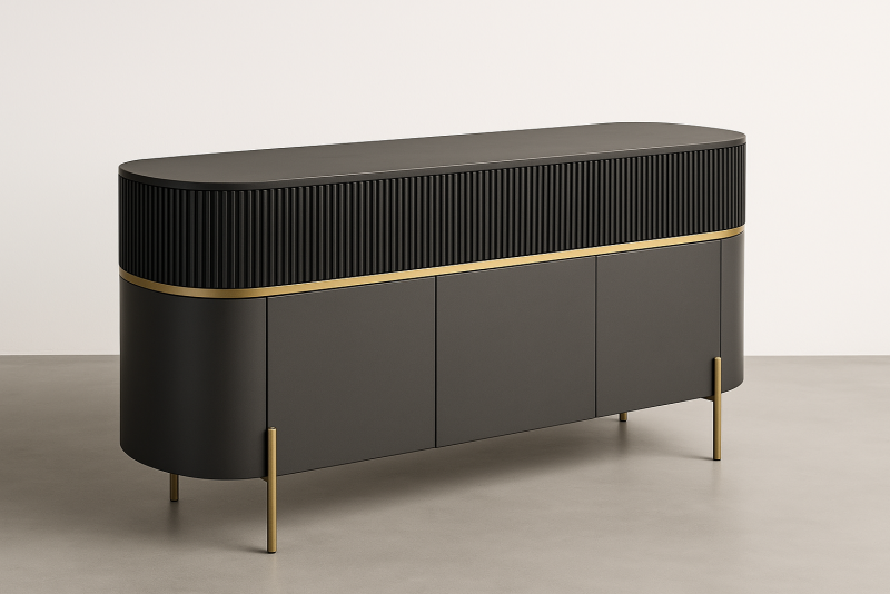 Luxury Black Sideboard with Gold Accents 3D Model .c4d .max .obj .3ds .fbx .stl .blend
