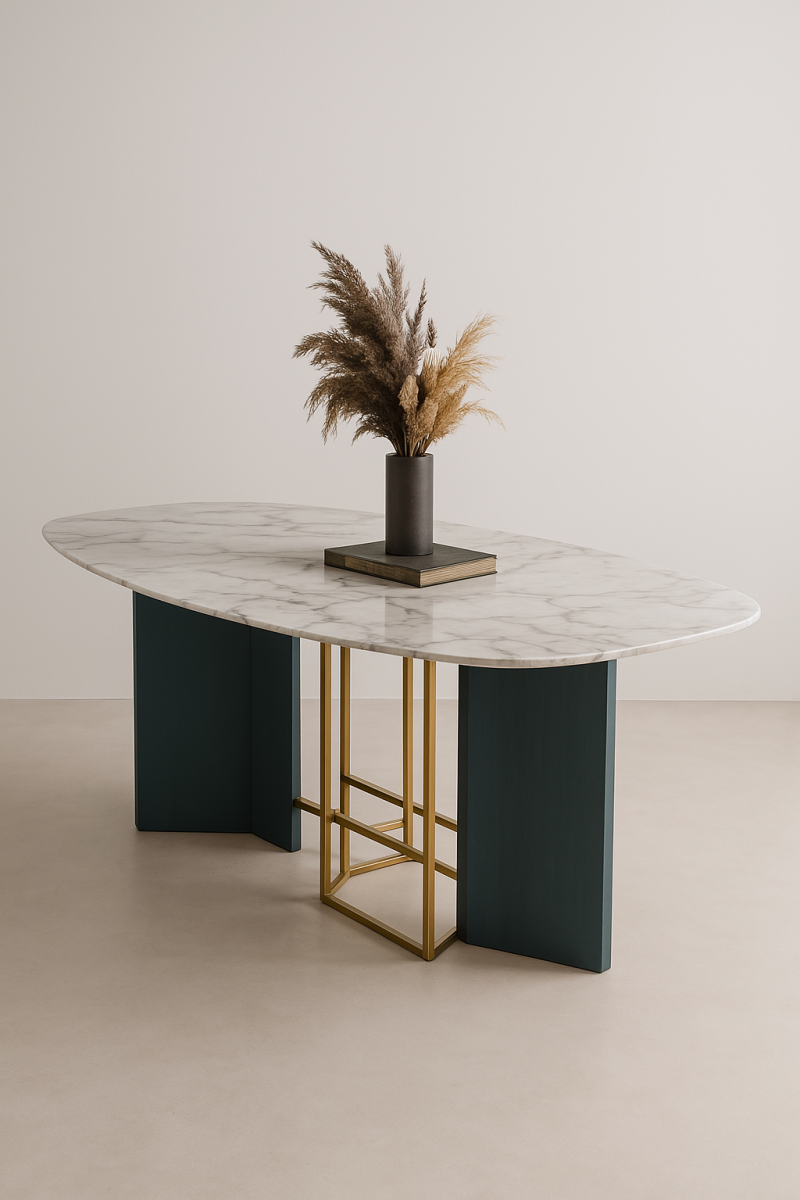 Modern Marble Dining Table with Gold Base Modelo 3D .c4d .max .obj .3ds .fbx .stl .blend