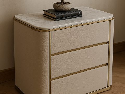 Luxury Side Table with Marble Top 3D Модель