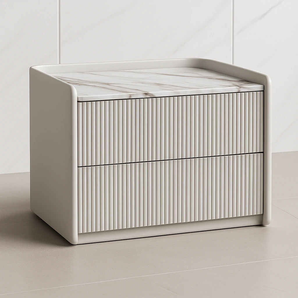 Modern Ribbed Side Table with Marble Top 3D Model .c4d .max .obj .3ds .fbx .stl .blend