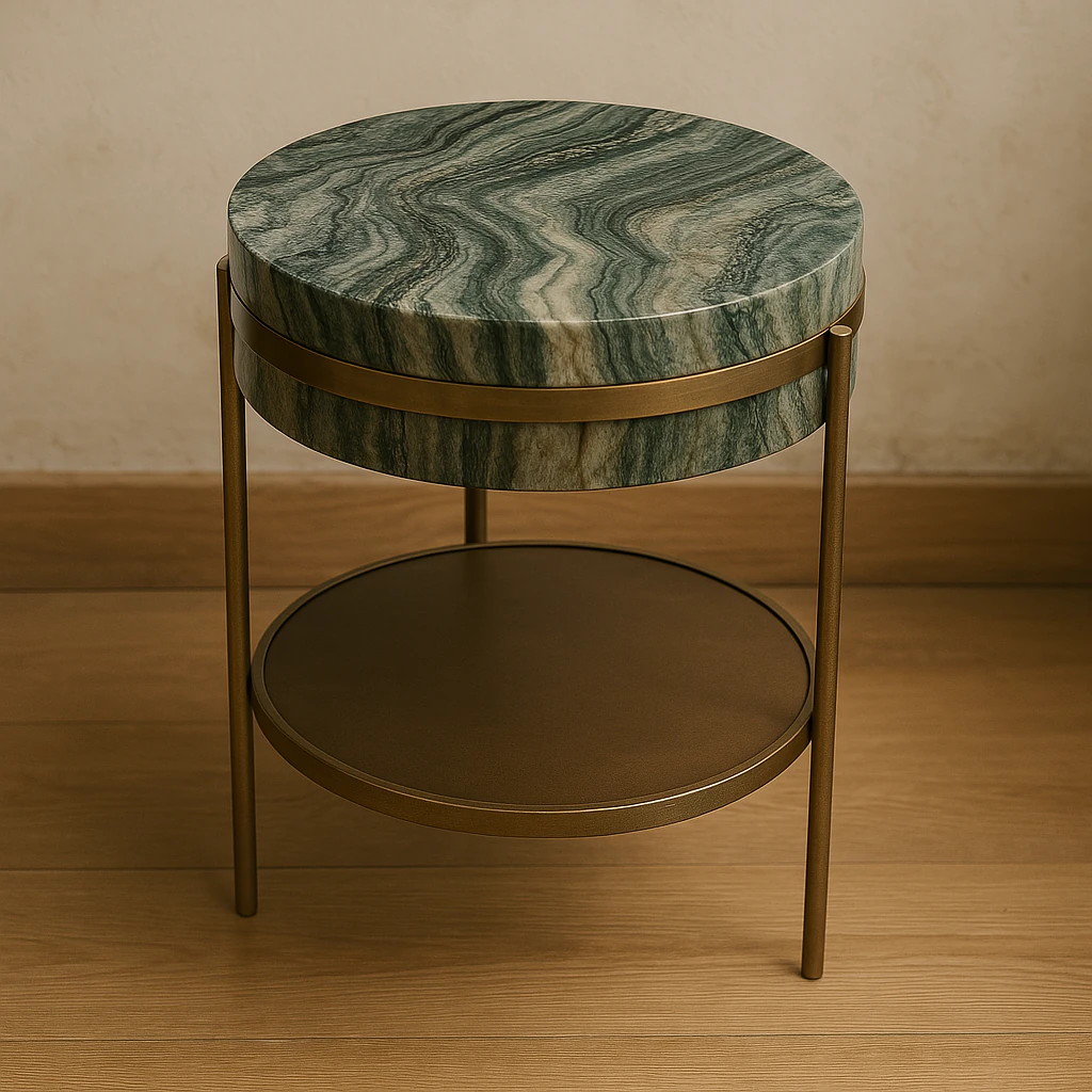 Round Green Marble Side Table with Gold Base 3D Model .c4d .max .obj .3ds .fbx .stl .blend