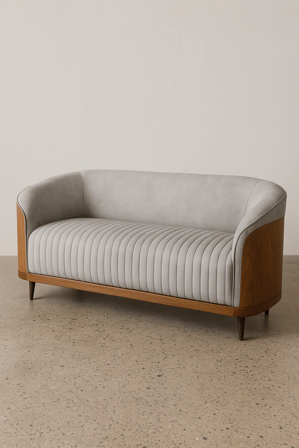 Modern Grey Sofa with Wooden Frame 3D Model .c4d .max .obj .3ds .fbx .stl .blend 