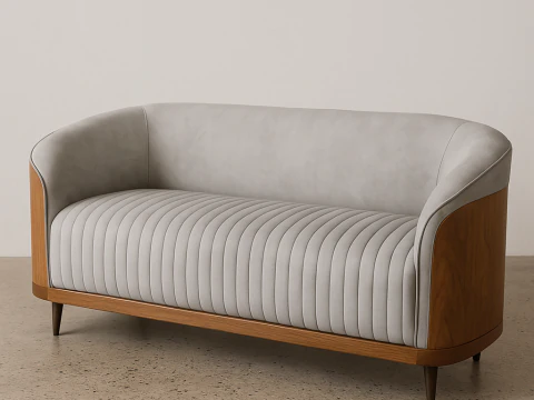 Sofá cinza moderno com moldura de madeira Modelo 3D