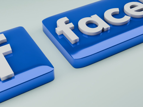 3D Facebook logo 3Dモデル