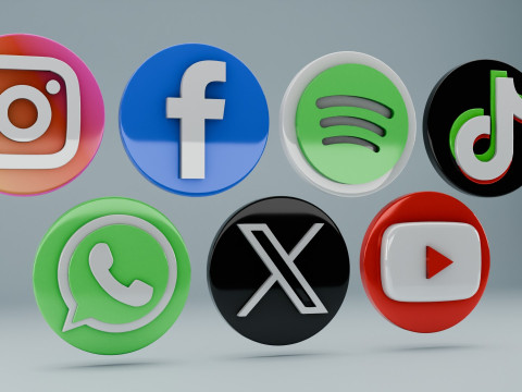 3D social media logos 3D Модель