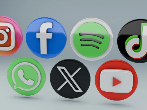 3D social media logos 3D Model