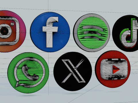 3D social media logos 3D 模型