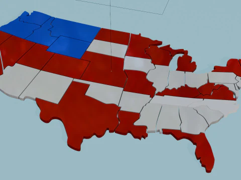 United states map 3D 3D Model