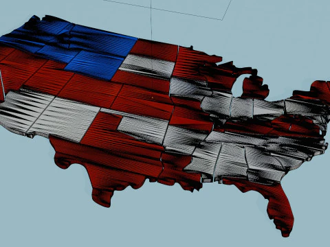 United states map 3D 3D Model