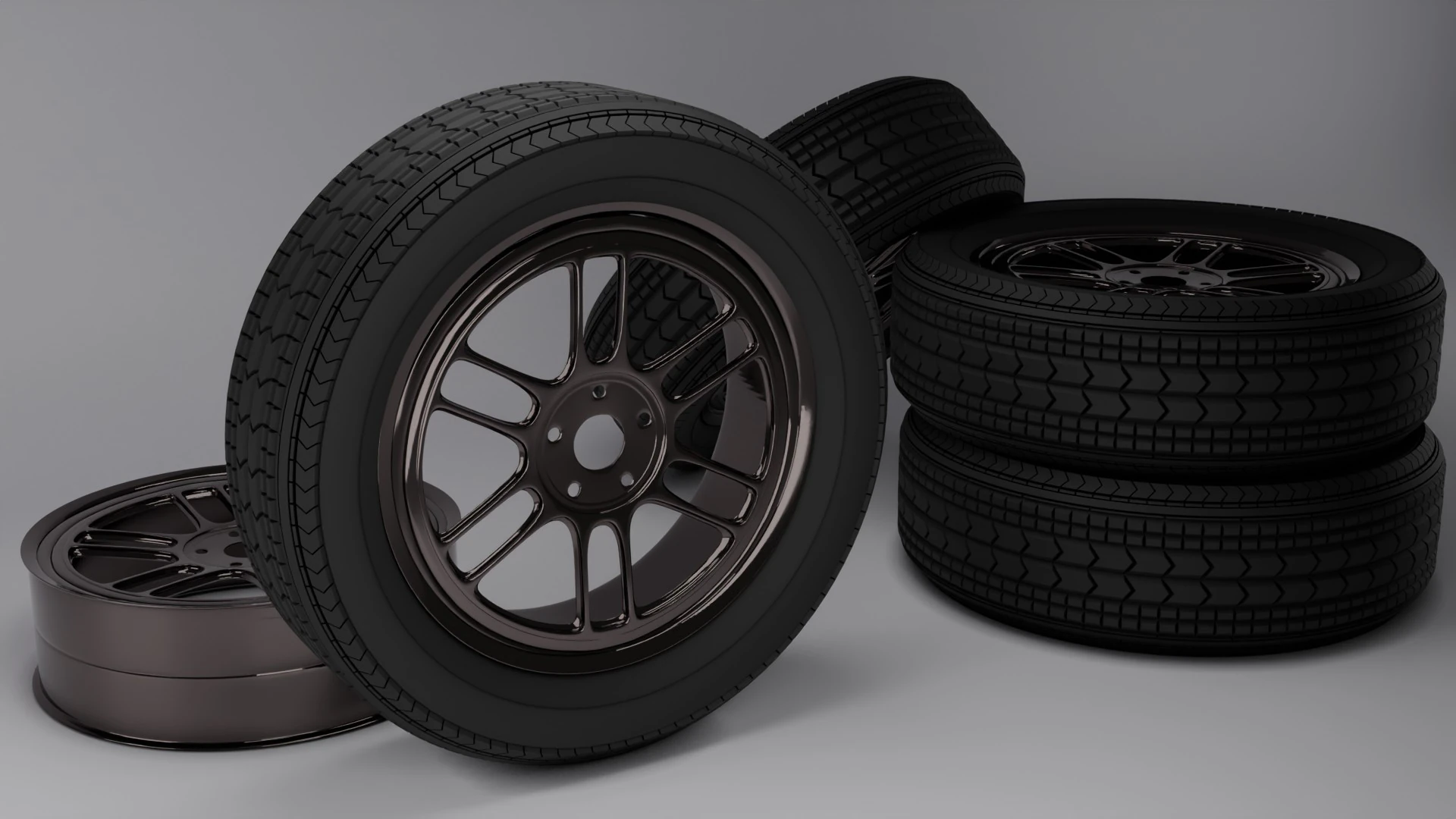 3D Tire with Rim 3D Model .c4d .max .obj .3ds .fbx .stl .blend 