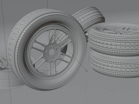 3D Tire with Rim 3D Model