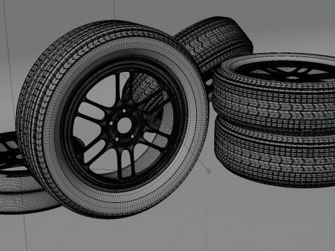 3D Tire with Rim 3D Model