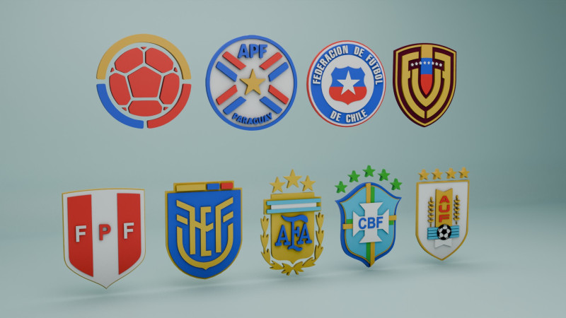 3D South American Soccer Logos 3D मॉडल .c4d .max .obj .3ds .fbx .stl .blend