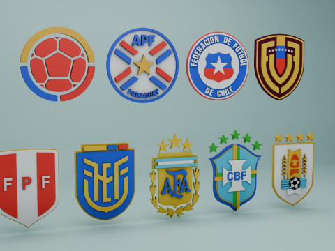 3D South American Soccer Logos 3D Model