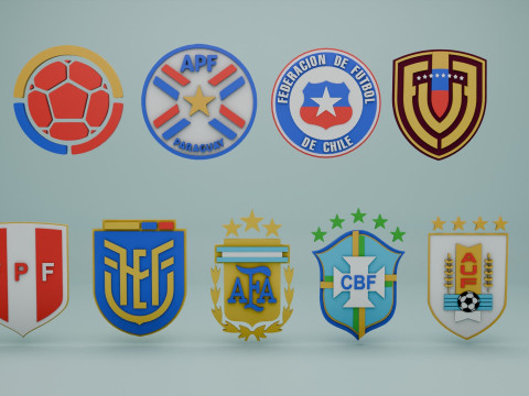 3D South American Soccer Logos 3D मॉडल
