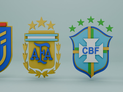 3D South American Soccer Logos 3D मॉडल