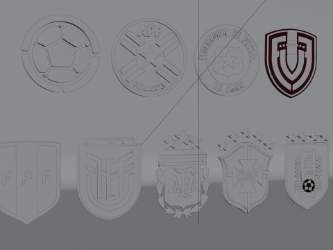 3D South American Soccer Logos 3D मॉडल